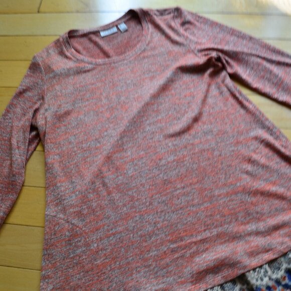 LOGO Lori Goldstein Space Dye Sweater Knit Top with Tier Red US S - Picture 4 of 12